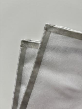 The pocket handkerchieves &raquo; The white pockets &raquo; Amalfi white pocketsquare with light grey saton border