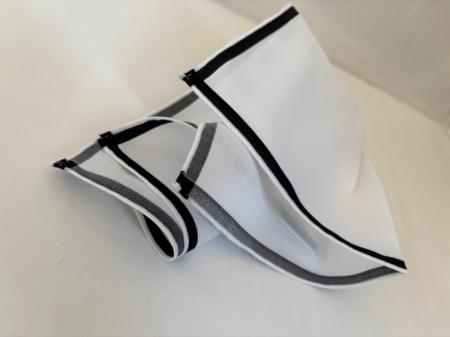 The pocket handkerchieves &raquo; The white pockets &raquo; Amalfi white pocketsquare and black satin border
