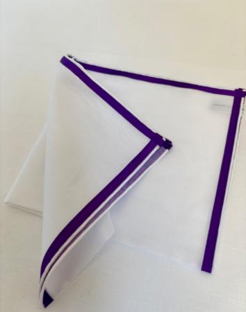 The pocket handkerchieves &raquo; The white pockets &raquo; Amalfi white pocketsquare with purple satin border